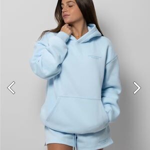 2 piece COMFRT pastel Blue Women's Hoodie and shorts set
